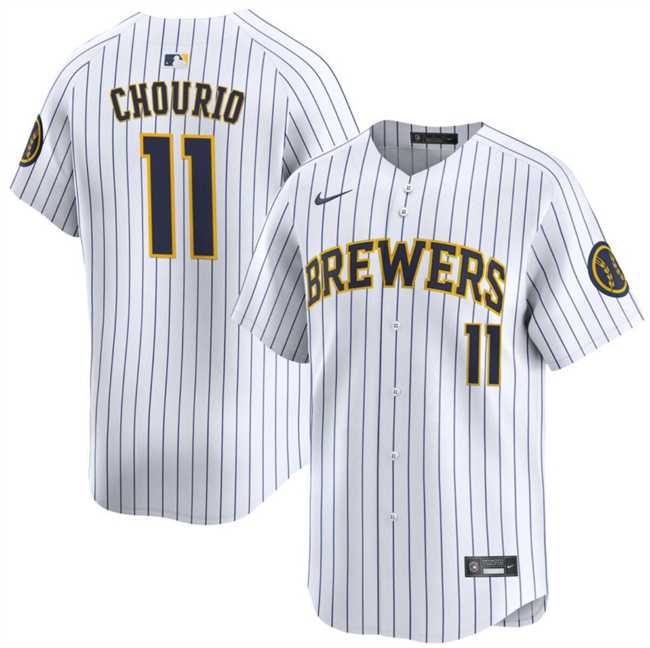 Men%27s Milwaukee Brewers #11 Jackson Chourio White 2024 Alternate Limited Stitched Baseball Jersey